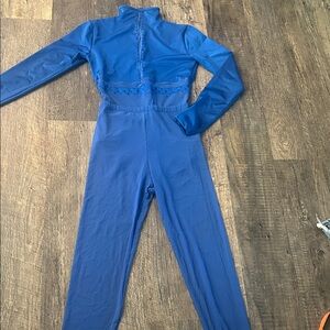 Stage Boutique Blue Long Sleeve Unitard Dance Costume with added Rhinestones